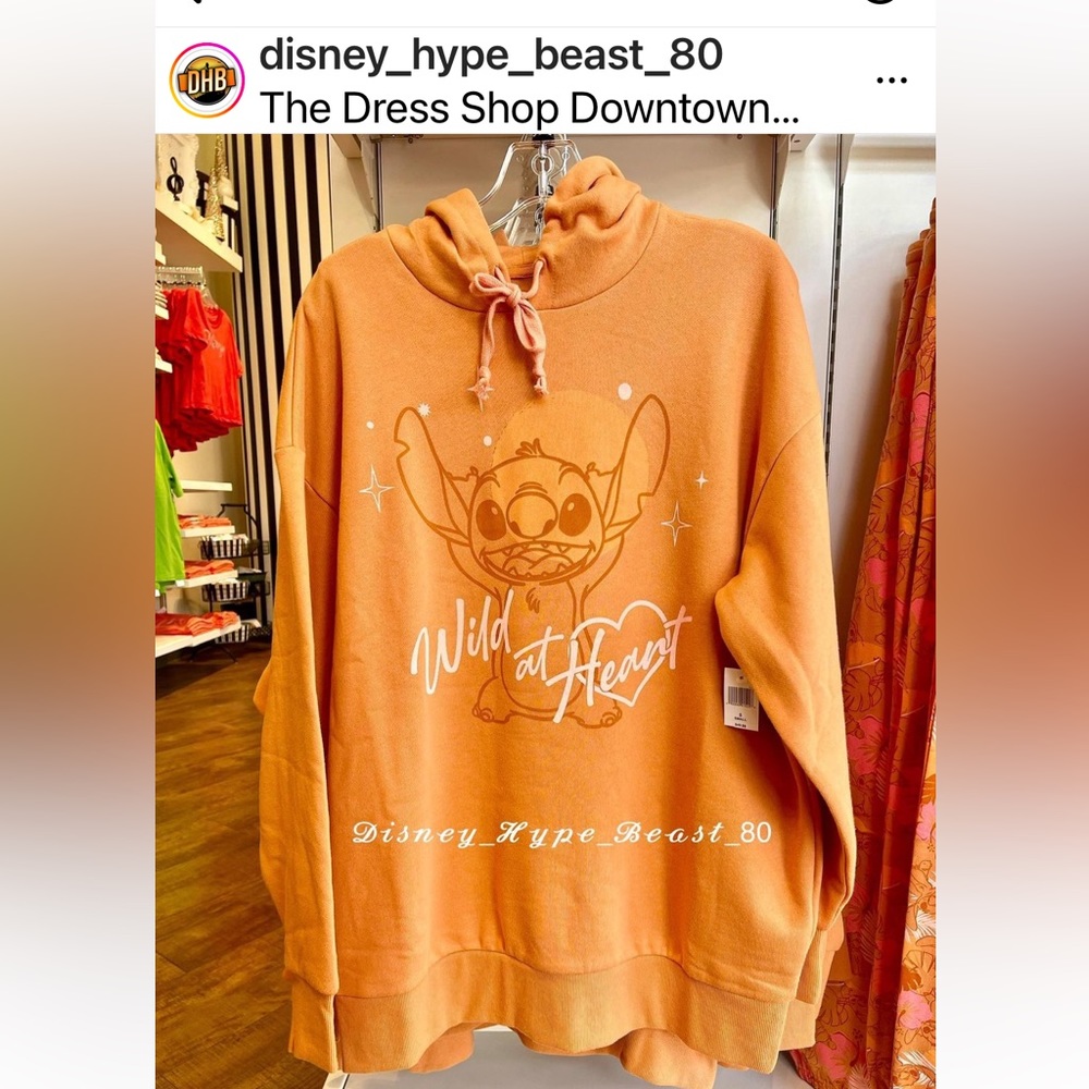 DISNEY Parks New Wild at Heart Stitch pullover oversized hoodie